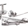 Crystal Silver Men's Accessory Box 4 Piece Collection Set