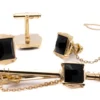 Black And Gold Men's Accessory Collection Box 4 Piece Set