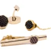 Gold And Black Pattern Men's Accessory Box 4 Piece Collection Set