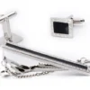 Black Silver Square Men's Accessory Box 3 Piece Collection Set