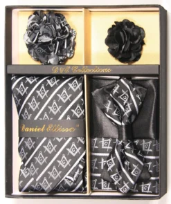 Freemasonry Black And Silver Men's Accessory Collection Box 6 Piece Set