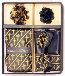 Gold And Black Men's Accessory Collection Box 6 Piece Set
