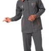 Men's 2 Piece Long Sleeve Denim Feel Walking Suit In Black