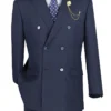Alexander Collection - Navy Double Breasted 2 Piece Suit Regular Fit Tone On Tone Windowpane
