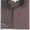 Basic Banded Collar Dress Shirt In Dark Brown