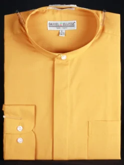 Basic Banded Collar Dress Shirt In Honey Gold