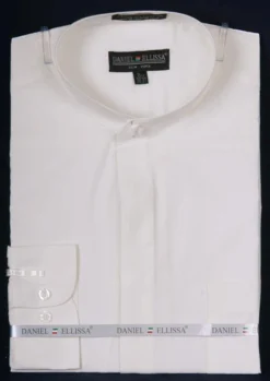 Basic Banded Collar Dress Shirt In Ivory