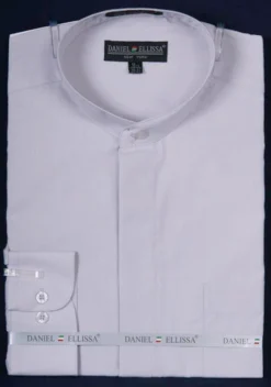 Basic Banded Collar Dress Shirt In Silver