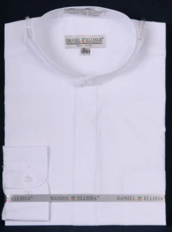 Basic Banded Collar Dress Shirt In White
