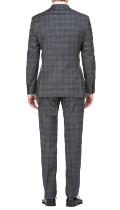 English Laundry 2-Piece Gray Plaid Wool Blend Slim Fit Dress Suit -Gentri Store EL62 68 095 21
