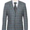 English Laundry 2-Piece Light Gray With Bronze Stereoscopic-Grid Suit Wool Blend