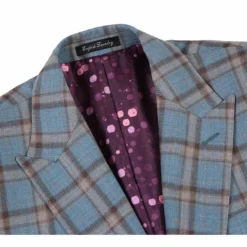 English Laundry 2-Piece Light Gray With Bronze Stereoscopic-Grid Suit Wool Blend -Gentri Store EL72 57 470 2