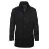 English Laundry Black Slim Fit Wool Blend Short Coat With Detachable Full Zipper