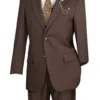 Nola Collection - Brown Regular Fit 2 Piece Suit Flat Front Pants With 2″ Elastic Waist Band