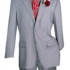 Nola Collection - Light Gray Regular Fit 2 Piece Suit Flat Front Pants With 2″ Elastic Waist Band