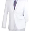 Nola Collection - White Regular Fit 2 Piece Suit Flat Front Pants With 2″ Elastic Waist Band