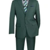 Nola Collection - Hunter Green Regular Fit 2 Piece Suit Flat Front Pants With 2″ Elastic Waist Band