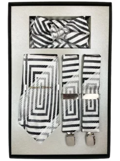 Black And Silver Men's Accessory Collection Box 4 Piece Set