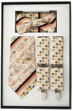 Brown Polka Dot Men's Accessory Collection Box 4 Piece Set