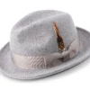 Men's Light Gray Wool Felt Fedora Hat Snap Brim Crushable