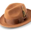 Men's Saddle Wool Felt Fedora Hat Snap Brim Crushable