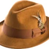 Men's Bronze Wool Felt Fedora Hat Snap Brim Crushable