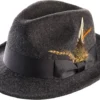 Men's Charcoal Wool Felt Fedora Hat Snap Brim Crushable
