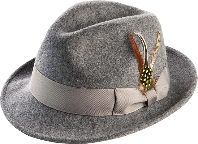 Men's Gray Wool Felt Fedora Hat Snap Brim Crushable 1 Men's Gray Wool Felt Fedora Hat Snap Brim Crushable
