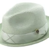 Braided Two Tone Stingy Brim Pinch Fedora Hat In Apple