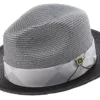 Braided Two Tone Stingy Brim Pinch Fedora Hat In Black