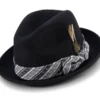 Black 2" Brim Matching Ribbon Wool Felt Fedora Hat