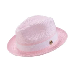 Men's Braided Two Tone Pinch Fedora Hat In Pink