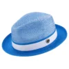 Men's Braided Two Tone Pinch Fedora Hat In Cobalt