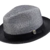 Black 2" Brim Pinch Braided Fedora With Matching Ribbon