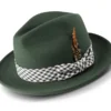 Hunter Green Wool Felt Dress Hat With Feather Accent