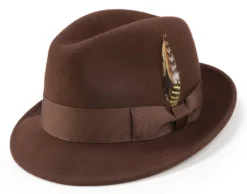 Pinch Crushable Wool Snap Brim Hat In Chocolate