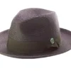 Brown Braided Wide Brim Pinch Fedora Matching Grosgrain Ribbon