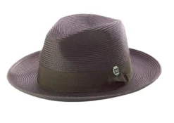 Brown Braided Wide Brim Pinch Fedora Matching Grosgrain Ribbon