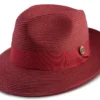 Burgundy Braided Wide Brim Pinch Fedora Matching Grosgrain Ribbon
