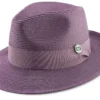 Purple Braided Wide Brim Pinch Fedora Matching Grosgrain Ribbon