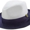 Dark Purple Two-Tone Wide Brim Matching Grosgrain Ribbon Straw Fedora