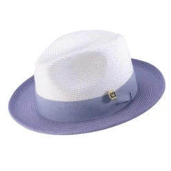 Lavender Two-Tone Wide Brim Matching Grosgrain Ribbon Straw Fedora