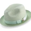 Apple Green Men's Two Tone Braided Pinch Fedora With Grosgrain Ribbon