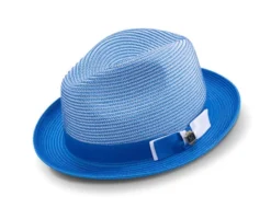 Cobalt Men's Two Tone Braided Pinch Fedora With Grosgrain Ribbon