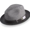 Gray Men's Two Tone Braided Pinch Fedora With Grosgrain Ribbon