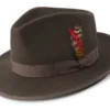 Brown Dress Hat Wool Wide Brim