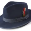 Navy Dress Hat Wool Wide Brim