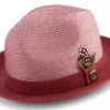 Burgundy Braided Two Tone Stingy Brim Pinch Fedora