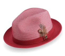 Cranberry Braided Two Tone Stingy Brim Pinch Fedora