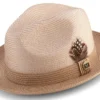 Tan Braided Two Tone Stingy Brim Pinch Fedora